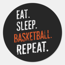 Adesivo Redondo Comer Sono Basquetebol Repetir Retro Vintage