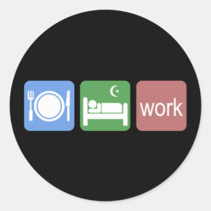 Adesivo Redondo Comer trabalho de sono