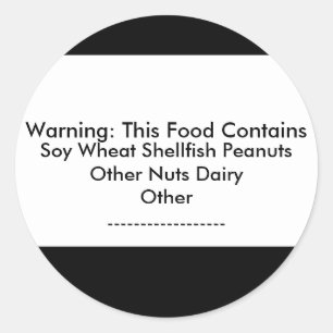 Adesivo Redondo Comida Alergia Sticker