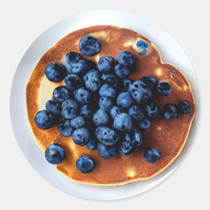 Adesivo Redondo Comida Blueberry Pancakes