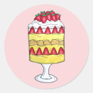 Adesivo Redondo Comida Britânica de Fruta de Trifle em Inglês