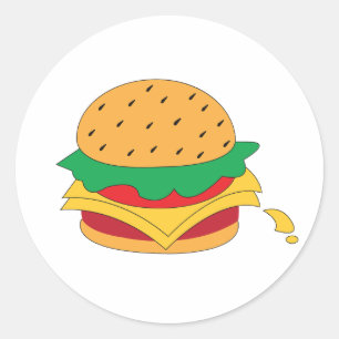 Adesivo Redondo Comida de Burger sem dieta