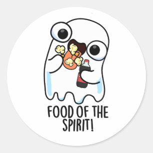 Adesivo Redondo Comida Do Espírito Engraçado Ghost Pun