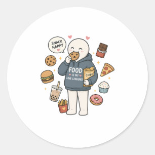 Adesivo Redondo Comida É Minha Linguagem do Amor Meme Divertido de