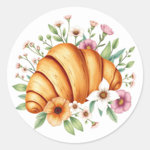 Adesivo Redondo Comida e Nature Art Croissant com Floral