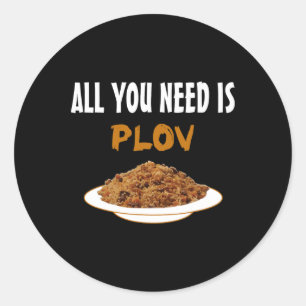 Adesivo Redondo Comida Funny Bukharian Uzbek - Churrasco Plov Love