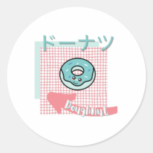 Adesivo Redondo comida kawaii- pinheiro fofo, rosa, turquesa