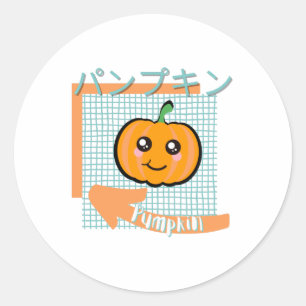 Adesivo Redondo comida kawaii - Pumpkin fofo, laranja, turquesa
