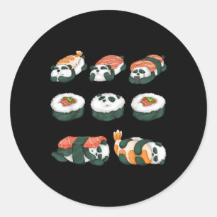 Adesivo Redondo Comida Panda Sushi Hug Animal Maki