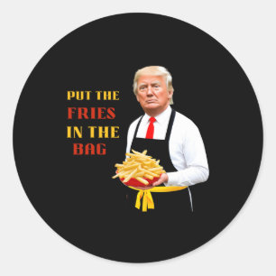 Adesivo Redondo Comida Rápida Trump Engraçada Coloque As Fritas No