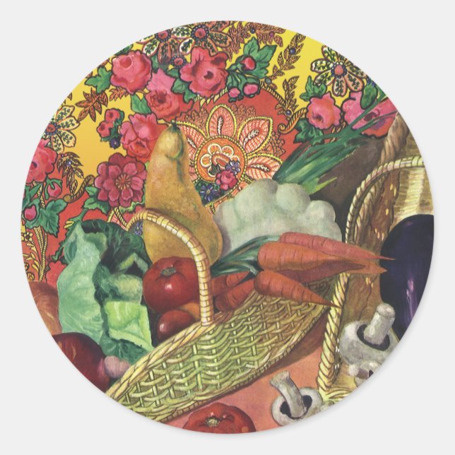 Adesivo Redondo Comidas Orgânicas, Jardins Vegetais, Flores Emerge (Frente)