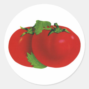 Adesivo Redondo Comidas, Tomate De Herança De Estopa Orgânica, Ver