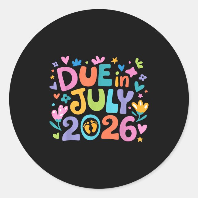 Adesivo Redondo Coming July 2026 Due In New Baby Mommy Mother Preg (Frente)