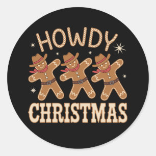 Adesivo Redondo Como está Natal Cowboy Gingerbread Ocidental Natal