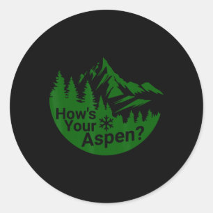 Adesivo Redondo Como está o seu Aspen Engraçado Aspen Colorado Esq