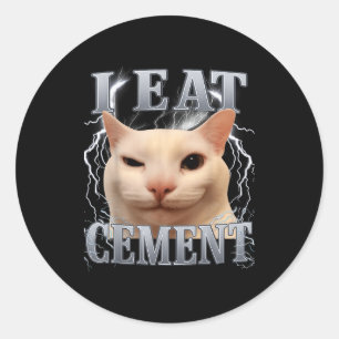 Adesivo Redondo Como Eu Como Cimento Gato Bobo Meme Engraçado Home
