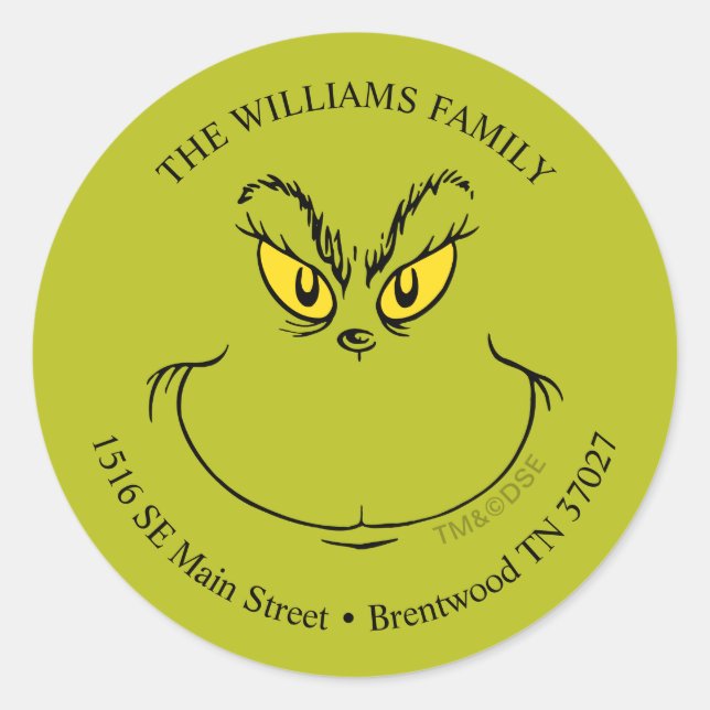 Adesivo Redondo Como Grpolegadas Roubou Rosto de Natal - Endereço (Frente)