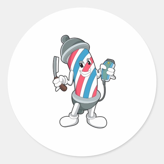 Adesivo Redondo Como Hairdresser com Razor (Frente)