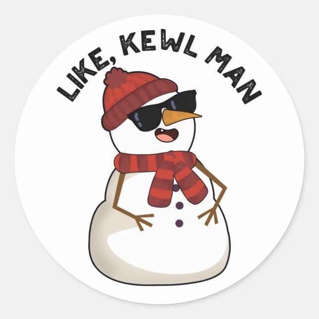 Adesivo Redondo Como Kewl Man Funny Legal Snowman Pun (Frente)