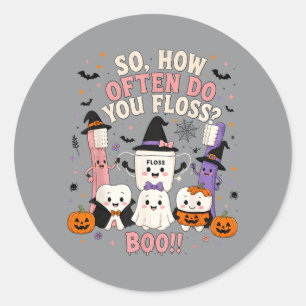 Adesivo Redondo Como Você Usa Fio Dental Funny Halloween Dentista