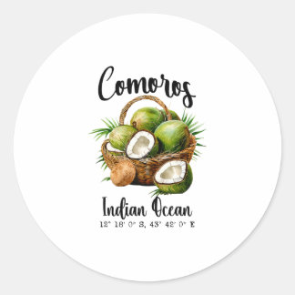 Adesivo Redondo Comoros Coconut Indian Ocean Tropical Island Gps V