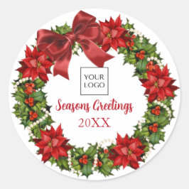 Adesivo Redondo Companhia de Logotipo da Wreath de Natal