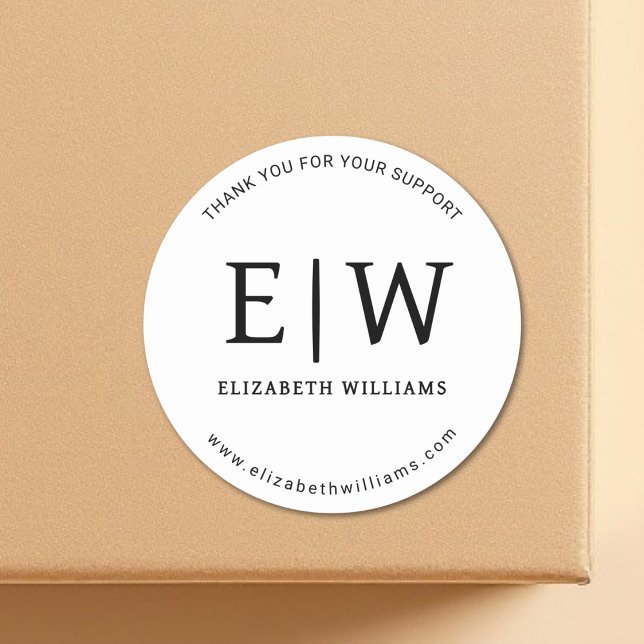 Adesivo Redondo Companhia de Negócios Branca Preta Obrigado (Criador carregado)