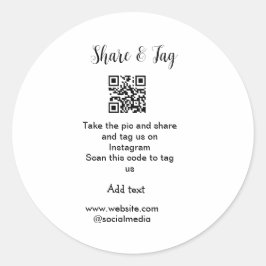Adesivo Redondo Compartilhar e marcar no site de adicionar QR do I