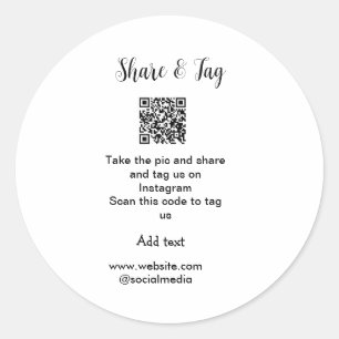 Adesivo Redondo Compartilhar e marcar no site de adicionar QR do I