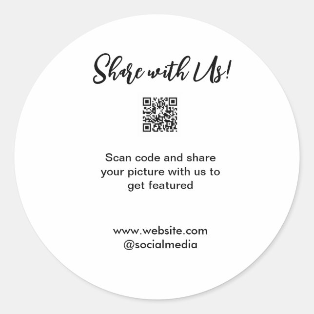 Adesivo Redondo Compartilhe a imagem digitalizar código QR adicion (Frente)
