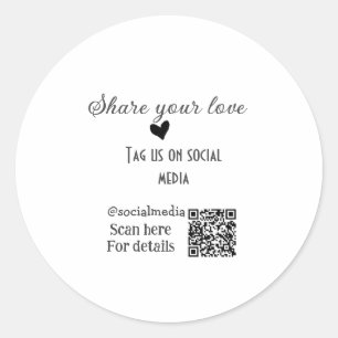 Adesivo Redondo Compartilhe o código QR da verificação de amor e a