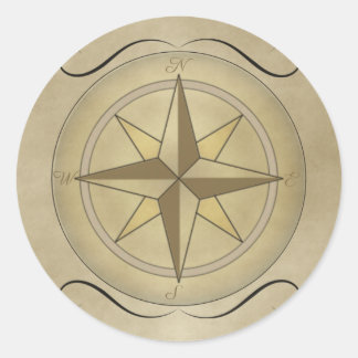 Adesivo Redondo Compass Rosa com Dourado
