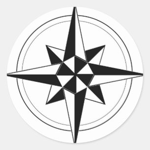 Adesivo Redondo Compasso náutico preto