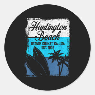 Adesivo Redondo Competições de surfe legal na praia de Huntington 