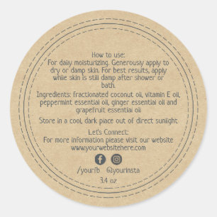 Adesivo Redondo Componentes de produtos de beleza empresarial orgâ