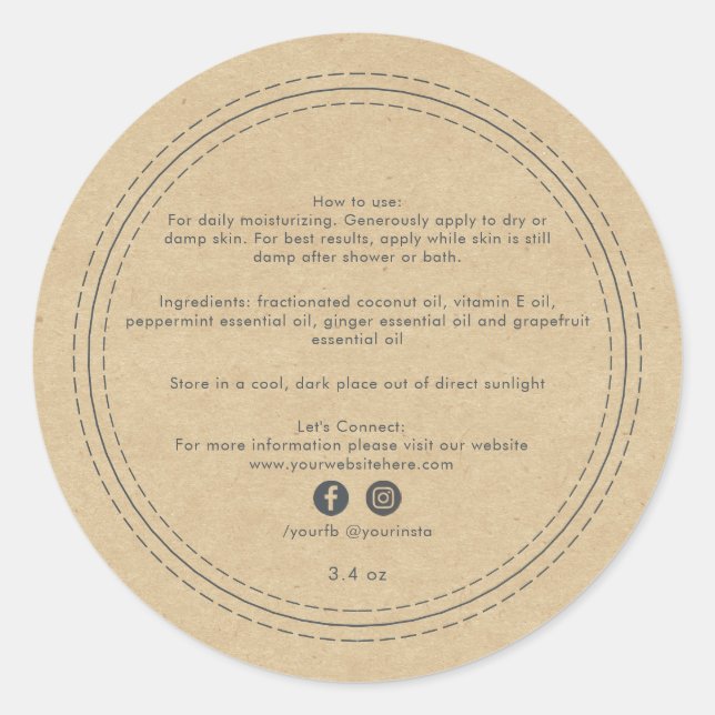 Adesivo Redondo Componentes de produtos de beleza empresarial orgâ (Frente)