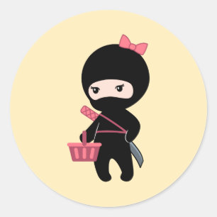 Adesivo Redondo Comprando Ninja Girl em amarelo