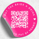 Adesivo Redondo Comprar A Noiva Uma Bebida | Bachelorette QR Code<br><div class="desc">Um simples adesivo de Festa de solteira QR, cor-de-rosa quente, de framboesa, "Comprar a Noiva a Bebida", num estilo moderno minimalista, com um detalhe cardíaco fofo. O modelo pode ser atualizado facilmente com seu código QR e texto personalizado, por exemplo. verificar QR para pagar por Venmo. #bachelorette #buythebrideadrink #QRcode #sticker...</div>