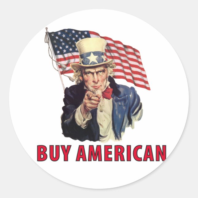 Adesivo Redondo Comprar americano (Frente)