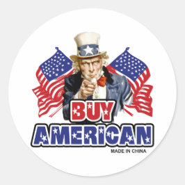 Adesivo Redondo Comprar Americano ( Made In China ) - Piada Engraç