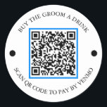 Adesivo Redondo Comprar de código QR da parte de solteiro O grupo<br><div class="desc">Certifique-se de que o noivo não tem que pagar por uma bebida de solteiro com o excelente Vênmo do Partido de Despedida de Solo! Comprar um para toda a tripulação! Basta adicionar sua própria imagem de código de QR Venmo, PayPal ou Cash App. Todos na festa podem facilmente verificar este...</div>
