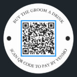 Adesivo Redondo Comprar de código QR da parte de solteiro O grupo<br><div class="desc">Certifique-se de que o noivo não tem que pagar por uma bebida de solteiro com o excelente Vênmo do Partido de Despedida de Solo! Comprar um para toda a tripulação! Basta adicionar sua própria imagem de código de QR Venmo, PayPal ou Cash App. Todos na festa podem facilmente verificar este...</div>