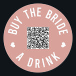 Adesivo Redondo Comprar de solteiro Código QR de Venmo de Bebida<br><div class="desc">Peça a todos na festa de solteira que vistam esses adesivos e deixem a noiva beber de graça a noite toda!</div>