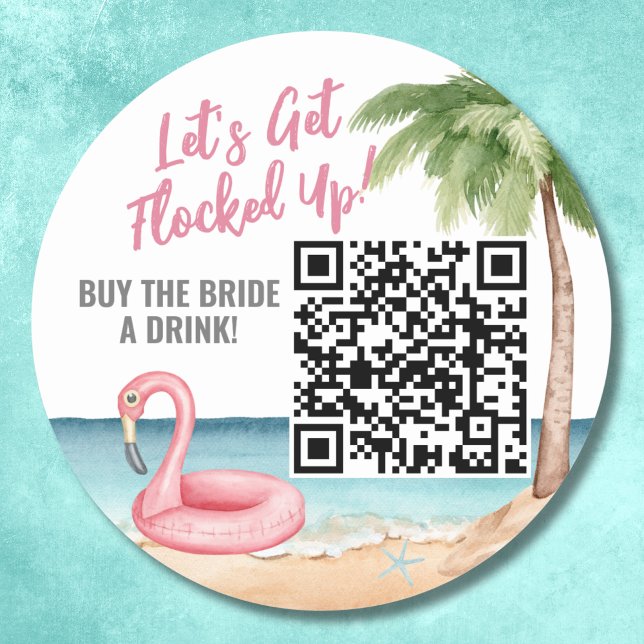 Adesivo Redondo Comprar Noiva Uma Bebida Código QR Despedida de So (Bachelorette Buy Bride A Drink QR Code Classic Round Sticker)