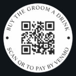 Adesivo Redondo Comprar O Botão De Código QR Do Groom A Drink<br><div class="desc">Avise a todos que podem comprar uma bebida para a noiva com este código QR!</div>