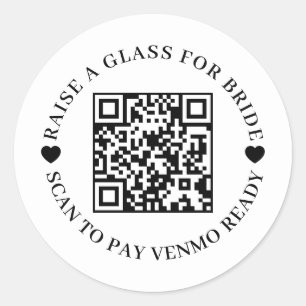 Adesivo Redondo Comprar um Drink para a Noiva Design de QR Code