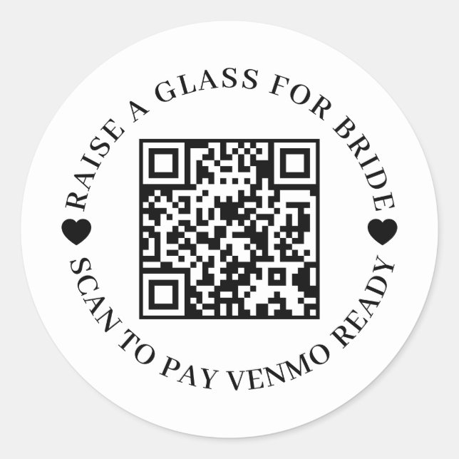 Adesivo Redondo Comprar um Drink para a Noiva Design de QR Code (Frente)