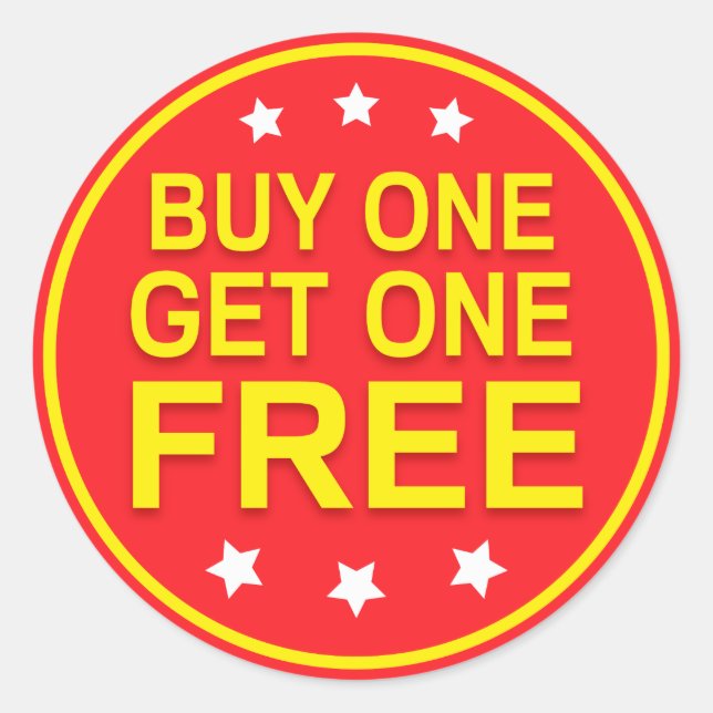 Adesivo Redondo Comprar um ganha um autocolante amarelo grátis (Frente)