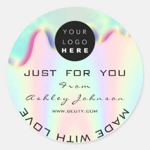 Adesivo Redondo Compre as holografias do logotipo do Obrigado feit