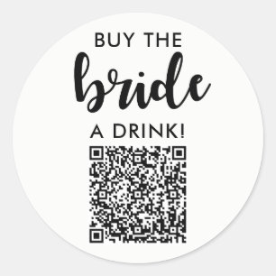 Adesivo Redondo Compre Uma Bebida Para A Noiva Código QR Festa de